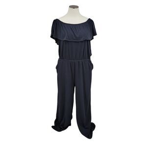 Haute Hippie Black Jumpsuit Wide Leg Off The Shoulder Women's Plus Size 3X